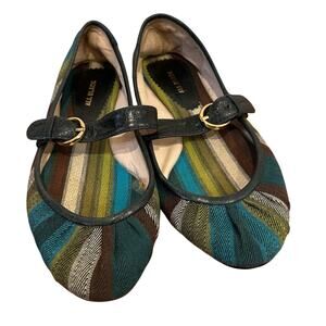 All Black Fabric Mary Jane Flats sz 37